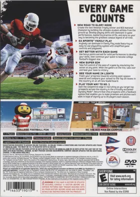 NCAA Football 10 box cover back